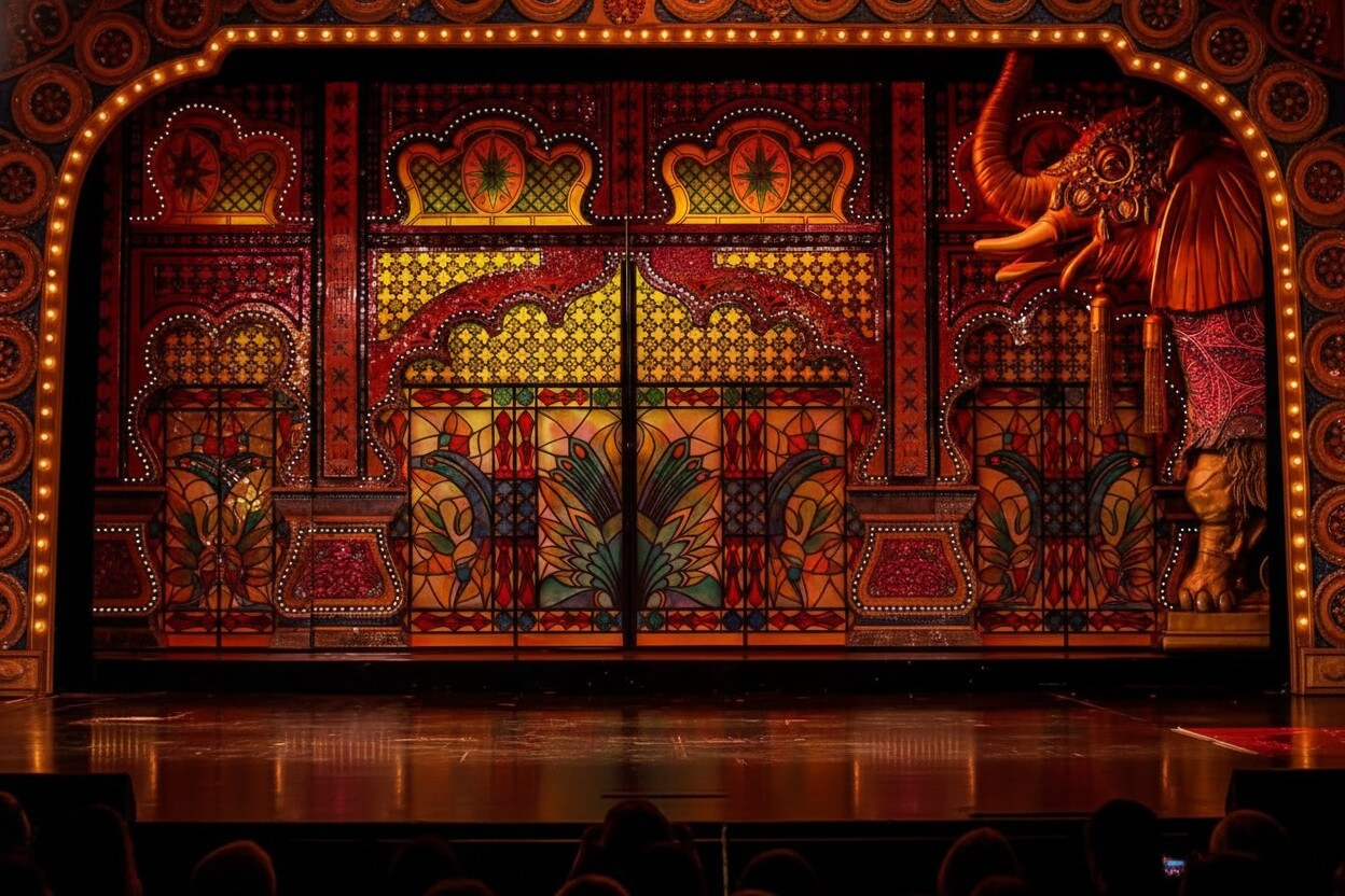 Decorado oriental con elefante en la revista Féerie